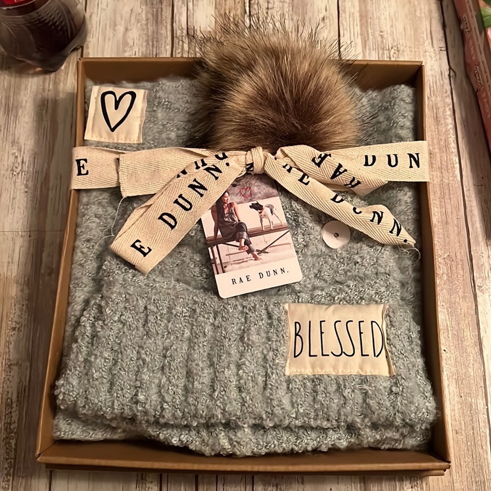 Rae Dunn “Blessed” Hat and Scarf